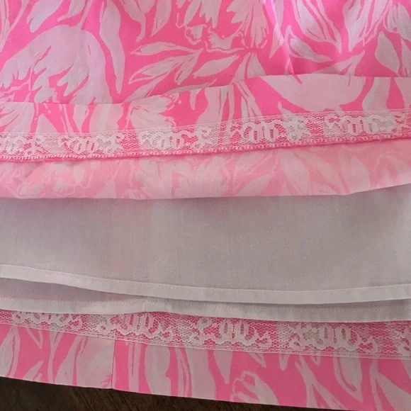 Lilly Pulitzer Pink and White Leaf Pattern Kids Dress